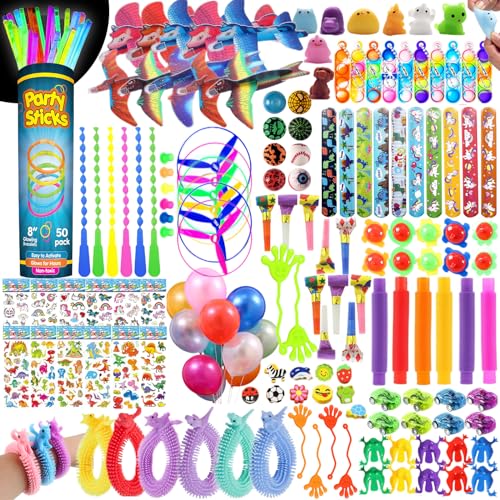WAORZMK 230Pcs Party Bag Fillers Unisex with Glow Sticks, Balloons, Gliders, Pop Tubes, Assortment Toys Classroom Prizes Rewards Goodie Loot Bag Fillers for Girls Boys Birthday Party Gift Favors von WAORZMK
