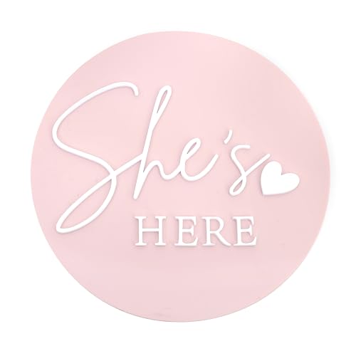 She's Here Milestone Board - Little Sweetheart Gender Reveal Party Dekorationen Krankenhaus Geburt Ankündigung Schild Love She's Here Disc Foto Requisiten Neugeborene Prinzessin Zimmer Dekorationen von WAOUH