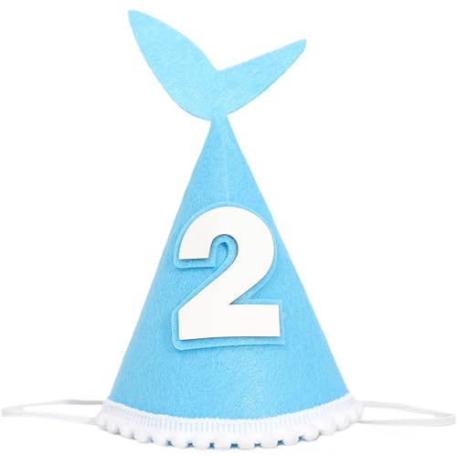 WAOUH Haifischschwanz 1/2 Geburtstagshut – Ozean-Halbgeburtstagsdekoration, blauer Haifisch-Partyhut, Foto-Requisiten, unter dem Meer, 6 Monate, 2. Blau, Small von WAOUH