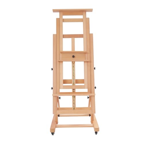 Holzstaffelei, Massivholzgebildete Atelier-Staffelei mit Verstellbarer Höhe als Leinwandständer, Hochzeitsstaffelei für Waagerechte und Senkrechte Malerei, maximales Tragvermögen 10 kg von WAPHOERTE