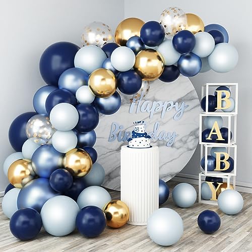 WAREHOUSE 133 Stück luftballon girlande hochzeitsdeko Blau gold Luftballons hochzeit Dunkelblau Pastell Set als Geburtstag Hochzeit, ballon girlande, luftballons geburtstag .（Blau gold Dunkelblau） von WAREHOUSE
