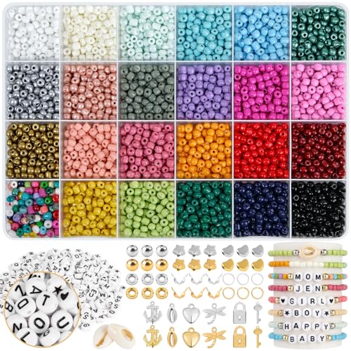 WAREHOUSE 4 MM Perlen für Armbänder,3500 Stück Perlen zum Auffädeln,Armbänder Selber Machen mit 300 Buchstaben Perlen für Schmuckherstellung, Rocailles Perlen Set WAREHOUSE 4 MM Perlen für Armbänder,3500 Stück Perlen zum Auffädeln,Armbänder Selber Machen mit 300 Buchstaben Perlen für Schmuckherstellung, Rocailles Perlen Set von WAREHOUSE