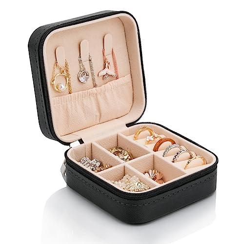 WAREHOUSE Schmuckaufbewahrung Reise, Schmuckkästchen klein, Schmuckschatulle Tragbar für Ohrringe, Ringe, Ohrstecker, Kette, Schmuck Reiseetui PU-Bezug in Klassisches Schwarz WAREHOUSE Schmuckaufbewahrung Reise, Schmuckkästchen klein, Schmuckschatulle Tragbar für Ohrringe, Ringe, Ohrstecker, Kette, Schmuck Reiseetui PU-Bezug in Klassisches Schwarz von WAREHOUSE