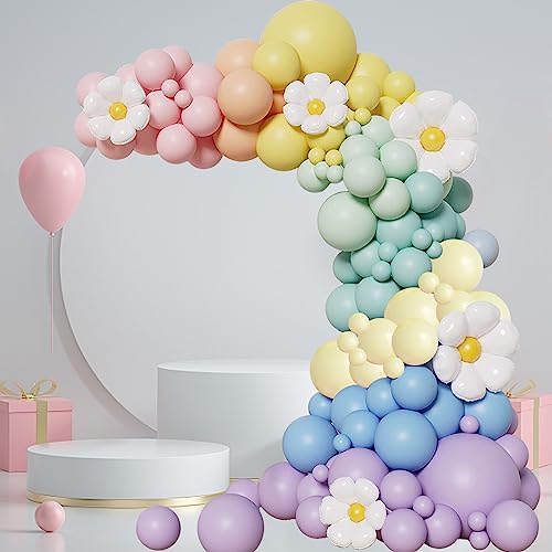 146 pcs Gänseblümchen Pastell Luftballon Girlandenbogen Set, WARRENSON Babyparty-Dekoration für Mädchen, Gänseblümchen-Thema, Macaron, Hochzeit, Boho, Geburtstag von WARRENSON