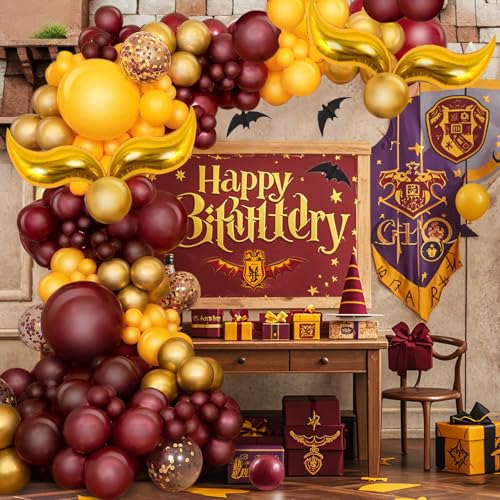 Ballongirlande mit Zauberer-Motiv, Dekoration mit Bonus-Schnatz für Harry Birthday, Hogwarts-Luftballons, magisches Zauberer-Thema, Erntedankfest, Babyparty, Kindergeburtstagszubehör Ballongirlande mit Zauberer-Motiv, Dekoration mit Bonus-Schnatz für Harry Birthday, Hogwarts-Luftballons, magisches Zauberer-Thema, Erntedankfest, Babyparty, Kindergeburtstagszubehör von WARRENSON