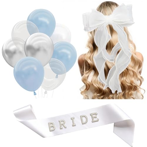 Blaue Ballons mit weißer Braut Schärpe und Haarschleife für Braut Dusche Dekorationen Blaue Ballons mit weißer Braut Schärpe und Haarschleife für Braut Dusche Dekorationen von WARRENSON