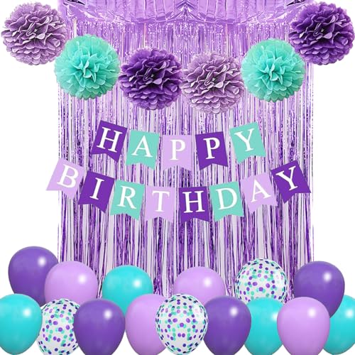 Lila Grün Geburtstag Dekorationen, lila blau Party Ballons alles Gute zum Geburtstag Banner lila türkis grün Fransen Vorhang Pompom für Mädchen Frauen Geburtstag Baby Dusche Party Dekoration Lila Grün Geburtstag Dekorationen, lila blau Party Ballons alles Gute zum Geburtstag Banner lila türkis grün Fransen Vorhang Pompom für Mädchen Frauen Geburtstag Baby Dusche Party Dekoration von WARRENSON