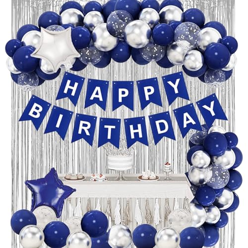 Marineblaue Geburtstagsballons Dekorationen, Blau und Silber Happy Birthday Banner mit Fransen Vorhänge für 16th 30th 40th 50th 60th 70th 80th 90th Männer Party Supplies Marineblaue Geburtstagsballons Dekorationen, Blau und Silber Happy Birthday Banner mit Fransen Vorhänge für 16th 30th 40th 50th 60th 70th 80th 90th Männer Party Supplies von WARRENSON
