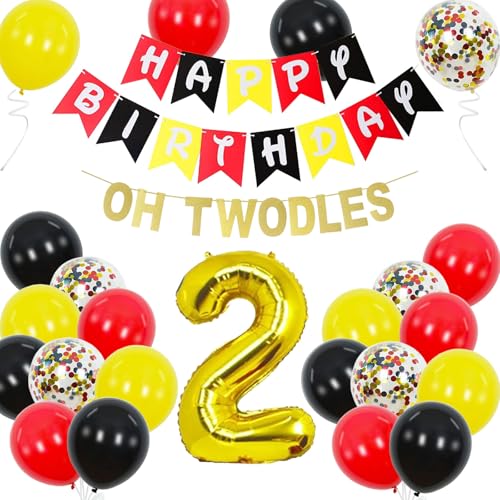 Cartoon Maus 2. Geburtstag Party Supplies- Oh Twodles Geburtstag Party Supplies Junge Oh Twodles Thema Dekorationen umfasst Banner, Latex-Ballons für Jungen Mädchen Kinder Maus Dekorationen von WARRENSON