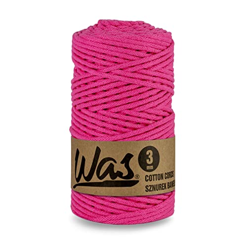 WAS Baumwollkordel mit Polyesterkern 3 mm 100m Baumwollgarn DIY Makramee Stricken Cotton Cord Fuchsia ideal für Makramee Handwerk Baumwollseil für Basteln WAS Baumwollkordel mit Polyesterkern 3 mm 100m Baumwollgarn DIY Makramee Stricken Cotton Cord Fuchsia ideal für Makramee Handwerk Baumwollseil für Basteln von WAS