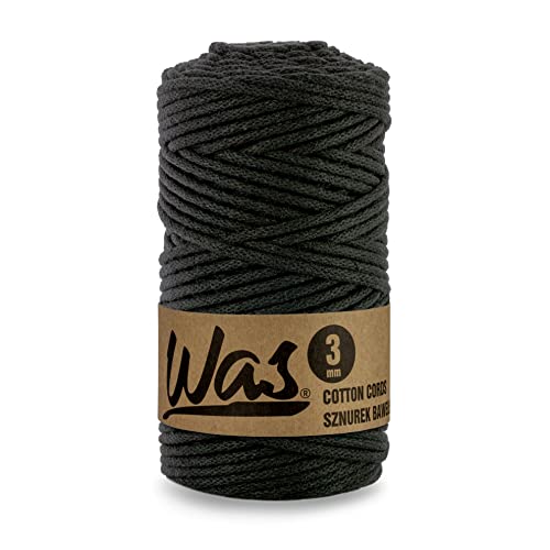 WAS Baumwollkordel mit Polyesterkern 3 mm 100m Baumwollgarn DIY Makramee Stricken Cotton Cord Schwarz ideal für Makramee Handwerk Baumwollseil für Basteln WAS Baumwollkordel mit Polyesterkern 3 mm 100m Baumwollgarn DIY Makramee Stricken Cotton Cord Schwarz ideal für Makramee Handwerk Baumwollseil für Basteln von WAS