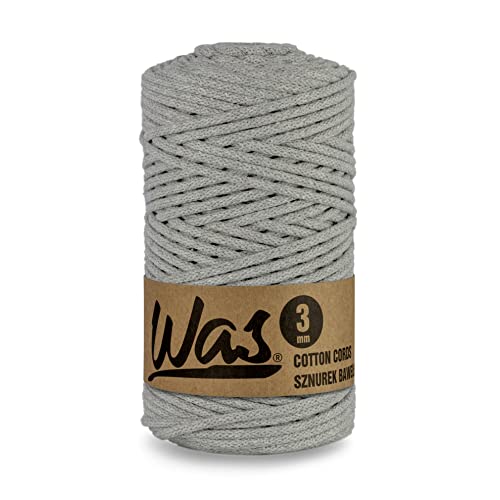 WAS Baumwollkordel mit Polyesterkern 3 mm 100m Baumwollgarn DIY Makramee Stricken Cotton Cord grau ideal für Makramee Handwerk Baumwollseil für Basteln WAS Baumwollkordel mit Polyesterkern 3 mm 100m Baumwollgarn DIY Makramee Stricken Cotton Cord grau ideal für Makramee Handwerk Baumwollseil für Basteln von WAS