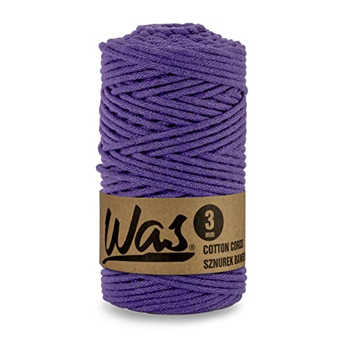 WAS Baumwollkordel mit Polyesterkern 3 mm 100m Baumwollgarn DIY Makramee Stricken Cotton Cord violett ideal für Makramee Handwerk Baumwollseil für Basteln WAS Baumwollkordel mit Polyesterkern 3 mm 100m Baumwollgarn DIY Makramee Stricken Cotton Cord violett ideal für Makramee Handwerk Baumwollseil für Basteln von WAS
