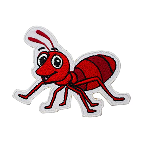 Ameisen-Aufnäher, Tier-Aufnäher, niedliches Ameisen-Aufnäher, Ameisen-Reim, Cartoon-Aufnäher, Applikation, Kinderlieder, bestickt, zum Aufbügeln, für Kleidung usw. 7 x 6 cm von WASPRO