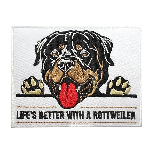 Aufnäher mit Aufschrift "Life is Better with Rottweiler", bestickt, zum Aufbügeln oder Aufnähen, für Kleidung usw., 10 x 8 cm von WASPRO