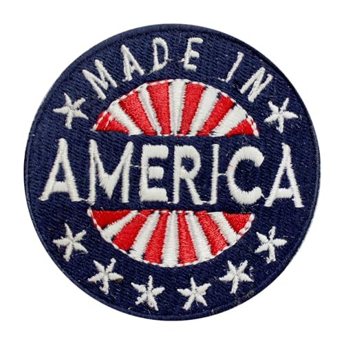 Aufnäher mit Aufschrift "Made in America", Stolz, amerikanische Flagge, bestickt, zum Aufbügeln oder Aufnähen, für Kleidung usw. 7 x 7 cm Aufnäher mit Aufschrift "Made in America", Stolz, amerikanische Flagge, bestickt, zum Aufbügeln oder Aufnähen, für Kleidung usw. 7 x 7 cm von WASPRO