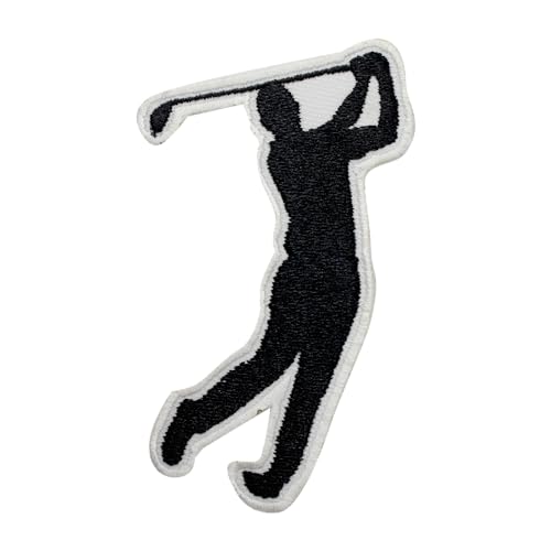 Aufnäher mit Golfspieler-Silhouette, bestickt, zum Aufbügeln oder Aufnähen, für Kleidung usw., 9,5 x 5,5 cm von WASPRO