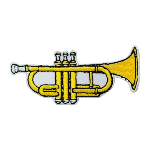 Aufnäher mit Trompeten-Motiv, Motiv: E-Gitarre, bestickt, zum Aufbügeln oder Aufnähen, Abzeichen für Kleidung usw., 9 x 3,5 cm von WASPRO