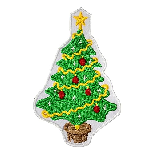 Aufnäher mit Weihnachtsbaum, bestickt, zum Aufbügeln oder Aufnähen, für Kleidung usw. 11 x 7 cm von WASPRO