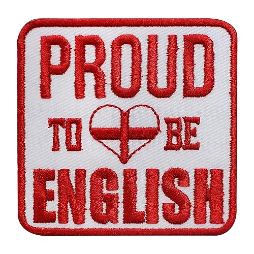 Aufnäher mit englischer Aufschrift "Proud English Flagge", bestickt, zum Aufbügeln oder Aufnähen, für Kleidung usw. 7 x 7 cm von WASPRO