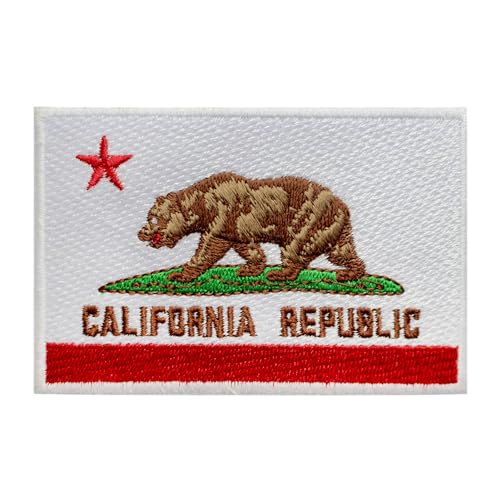 California State Flag Patch, California Flag Patch Embroidered Iron on Sew on Patch Badge for Clothes etc. 9x6cm von WASPRO