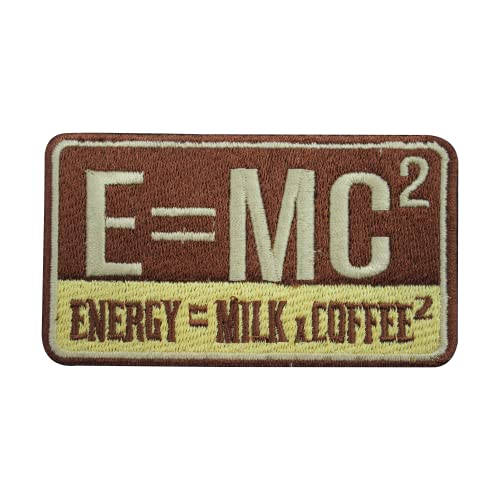 E=MC2 Energy Milk Coffee Patch, Coffee Lover, Aufnäher, witziger Aufnäher, humorvolle Zitate, bestickter Aufnäher zum Aufbügeln, Aufnähen, für Kleidung etc., 9 x 5 cm von WASPRO