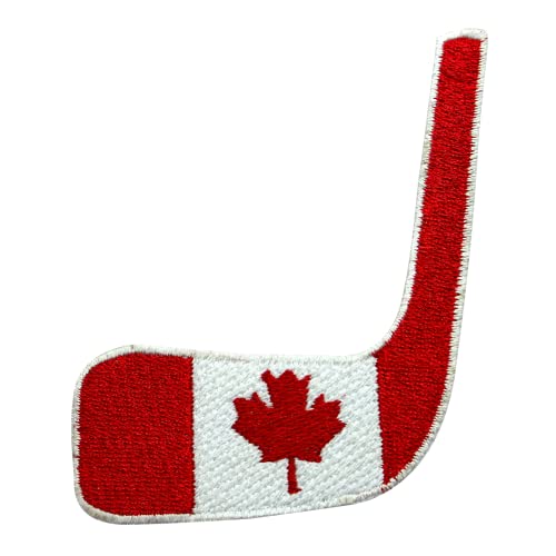 Hockey-Patch, Hockeyschläger, Kanada-Patch, Hockeyschläger, bestickt, zum Aufbügeln, Aufnähen, für Kleidung etc. 9 x 6,5 cm von WASPRO