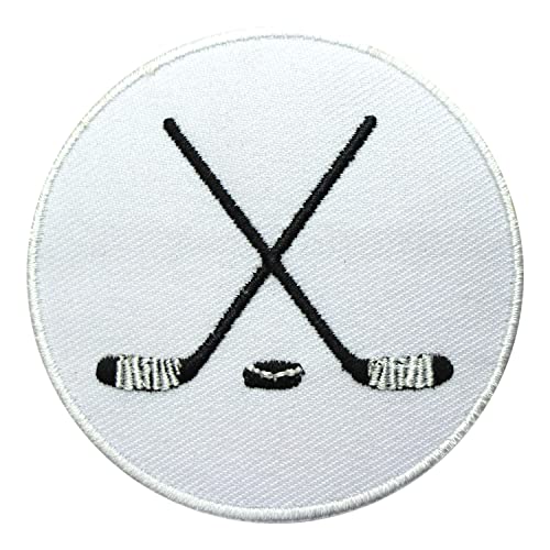 Hockeyschläger-Aufnäher, bestickt, zum Aufbügeln, zum Aufnähen, für Kleidung etc. 7 x 7 cm von WASPRO