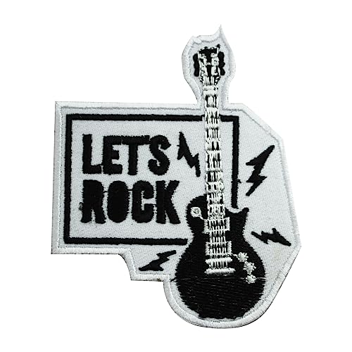 Let's Rock Patch Music Lover Patch Humorous Patch Funky Patch Embroidered Iron on Sew on Patch Badge for Clothes etc 7x8.5cm von WASPRO