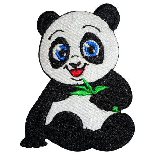 Niedlicher Panda-Aufnäher, Tier-Patch, Panda-Aufnäher, Cartoon-Patch, Applikation, Kinderreime, bestickt, zum Aufbügeln oder Aufnähen, Abzeichen für Kleidung usw., 8 x 6 cm von WASPRO