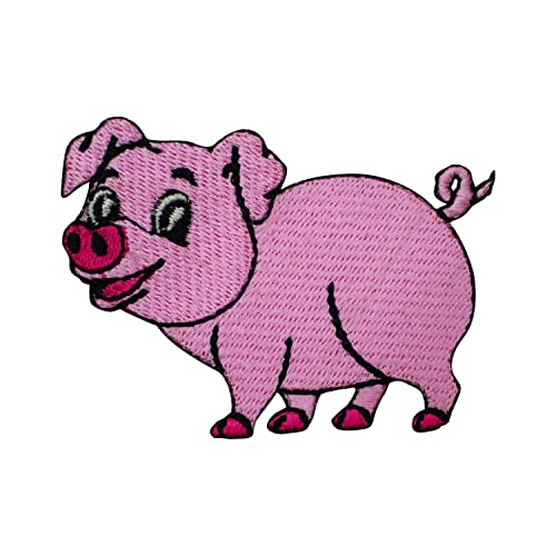 Niedlicher Schweinchen-Patch, Tier-Patch, Schweine-Patch, Cartoon-Aufnäher, Kinder-Patch, bestickt, zum Aufbügeln oder Aufnähen, Abzeichen für Kleidung usw., 7 x 5,5 cm von WASPRO