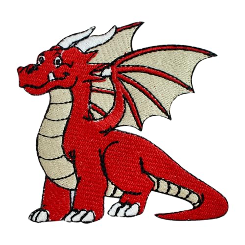 Niedlicher roter Drachen-Aufnäher, Kinder-Drachen-Aufnäher, Monster-Patch, bestickt, zum Aufbügeln oder Aufnähen, Abzeichen für Kleidung usw. 9 x 5 cm Niedlicher roter Drachen-Aufnäher, Kinder-Drachen-Aufnäher, Monster-Patch, bestickt, zum Aufbügeln oder Aufnähen, Abzeichen für Kleidung usw. 9 x 5 cm von WASPRO