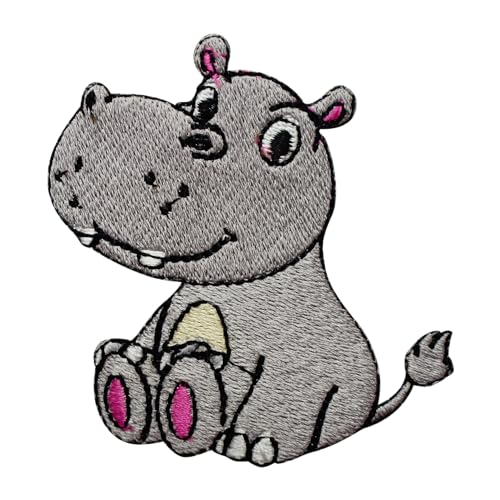 Nilpferd-Aufnäher, Nilpferd-Aufnäher, Kinderaufnäher, bestickt, zum Aufbügeln oder Aufnähen, Abzeichen für Kleidung usw., 7 x 7 cm Nilpferd-Aufnäher, Nilpferd-Aufnäher, Kinderaufnäher, bestickt, zum Aufbügeln oder Aufnähen, Abzeichen für Kleidung usw., 7 x 7 cm von WASPRO
