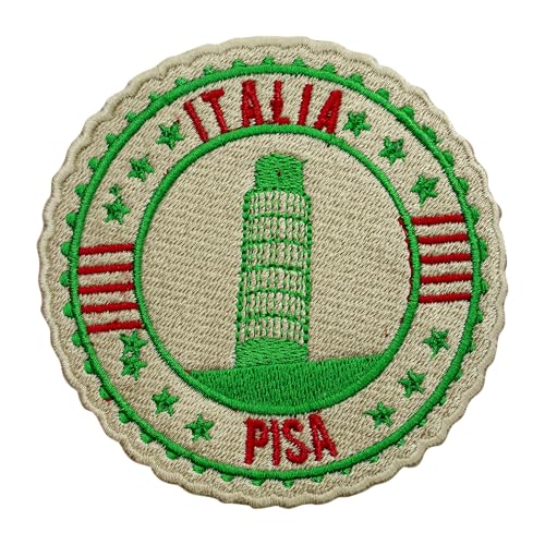 Reise-Patch, Motiv: Pisa-Turm, grooviger Aufnäher, bestickt, zum Aufbügeln oder Aufnähen, Abzeichen für Kleidung usw., 9 cm von WASPRO