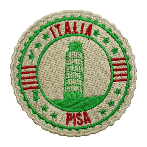 Reise-Patch, Motiv: Pisa-Turm, grooviger Aufnäher, bestickt, zum Aufbügeln oder Aufnähen, Abzeichen für Kleidung usw., 9 cm von WASPRO