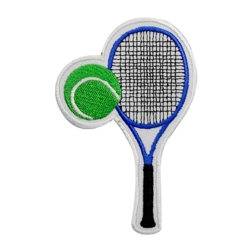 Tennisball-Patch, Tennisschläger, bestickt, zum Aufbügeln oder Aufnähen, Abzeichen für Kleidung usw., 8 x 7,5 cm von WASPRO