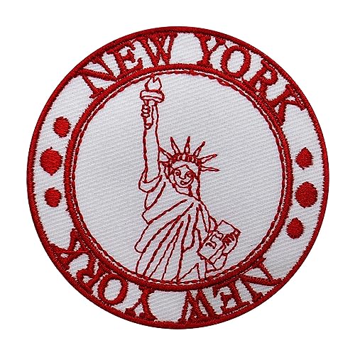 Traveler Stamp Patch, New York Patch, Travel Patch, Groovy Patch Embroidered Iron on Sew on Patch Badge for Clothes etc 7cm von WASPRO