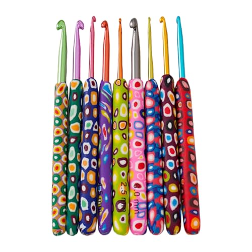 WATERBELINE Ergonomische Häkelnadeln, 9 Größen, langer Griff, Häkelnadel, Stricken, Pullover, Schals, Taschen, Socken und Mützen, 9 Stück von WATERBELINE