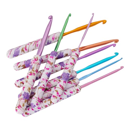 WATERBELINE Ergonomische Häkelnadeln, 9 Größen, langer Griff, Häkelnadel, Stricken, Pullover, Schals, Taschen, Socken und Mützen, 9 Stück von WATERBELINE
