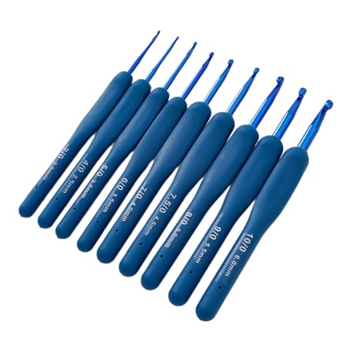WATERBELINE Häkelnadel, 9 Stück, ergonomischer Griff, Häkelnadeln, 2 mm - 6 mm, ergonomische Häkelnadel, langer Griff, Häkelnadel, Hobbyist von WATERBELINE