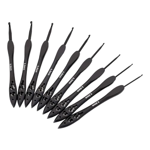WATERBELINE Häkelnadel-Set, 9-teilig, 2,0 mm - 6,0 mm, ergonomische Häkelnadel, praktische Stricknadel für Bastelprojekte von WATERBELINE