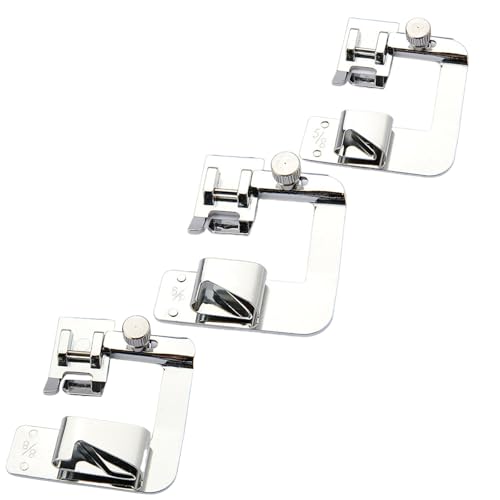 WATERBELINE Nähfuß für Nähmaschinen, breit, gerollt, 3 Größen, 20,3 cm, 15,2 cm, 1,2 cm, 1,2 cm Saumfuß-Set, 3 Stück von WATERBELINE