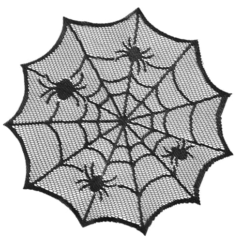 WATERBELINE Tischset mit Spinnweben, elegante Spinnennetze, Spitze, Deckchen, schwarze Spinnweben, Tischset für Heimdekoration von WATERBELINE