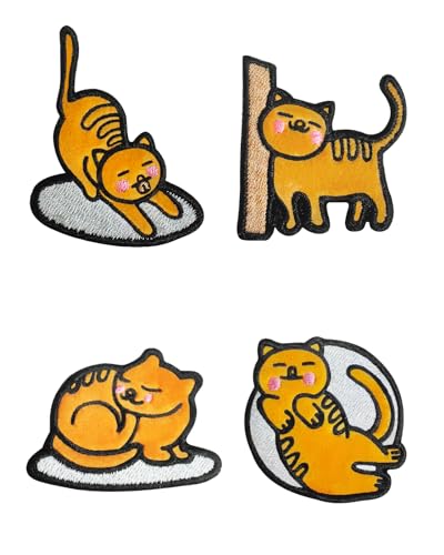 WATERFLY 4 StüCke Klett Patch Katzenmotiv Bestickter Aufnäher mit Klettverschluss Patch für Rucksäcke WATERFLY 4 StüCke Klett Patch Katzenmotiv Bestickter Aufnäher mit Klettverschluss Patch für Rucksäcke von WATERFLY