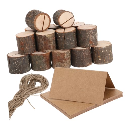 WATIIFUFU 20 Sets Tischkartenhalter Aus Holz Fotohalter Für Tische Tischkartenhalter Für Tisch Tischkarten Für Tischgedeck Tischnummernhalter Kartenständer Beige von WATIIFUFU