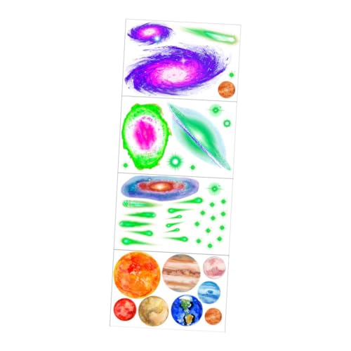 WATIIFUFU 4 Blätter Teiliges Leuchtsticker Kinderzimmer Wandtattoo Solar System Nachtleuchtende Wandaufkleber PVC Glow Planeten Dekorationssticker für Wohnzimmer Schlafzimmer von WATIIFUFU