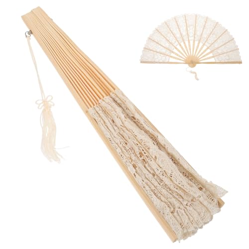 WATIIFUFU Eleganter Vintage Handfächer mit Spitzenborte Faltbarer -fächer für Tanz Festliche Wanddekoration Tragbarer Spitzen-handfächer in Cremeweiß WATIIFUFU Eleganter Vintage Handfächer mit Spitzenborte Faltbarer -fächer für Tanz Festliche Wanddekoration Tragbarer Spitzen-handfächer in Cremeweiß von WATIIFUFU