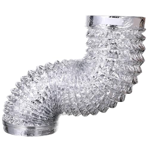 WATIIFUFU Hochtemperaturbeständiger Doppelwandiger Aluminium-flexschlauch Durchmesser Dicker Abluftschlauch für Trockner Klimaanlagen und Lüftungssysteme Flexibel und Silberfarben von WATIIFUFU