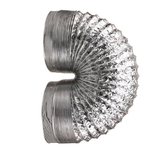WATIIFUFU Hochtemperaturbeständiger Doppelwandiger Aluminiumfolie Abluftschlauch Flexibler Lüftungsschlauch für Hvac Wäschetrockner und Küchenabzug Durchmesser Silberfarben von WATIIFUFU