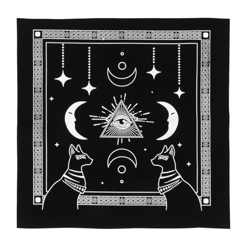 WATIIFUFU Tarot Tischdecke Dekoratives Wahrsagetuch mit Mystischem Mond Sonne Sternenmotiv Weiches Strapazierfähiges Material für Wicca Zeremonien und Spirituelle Rituale von WATIIFUFU